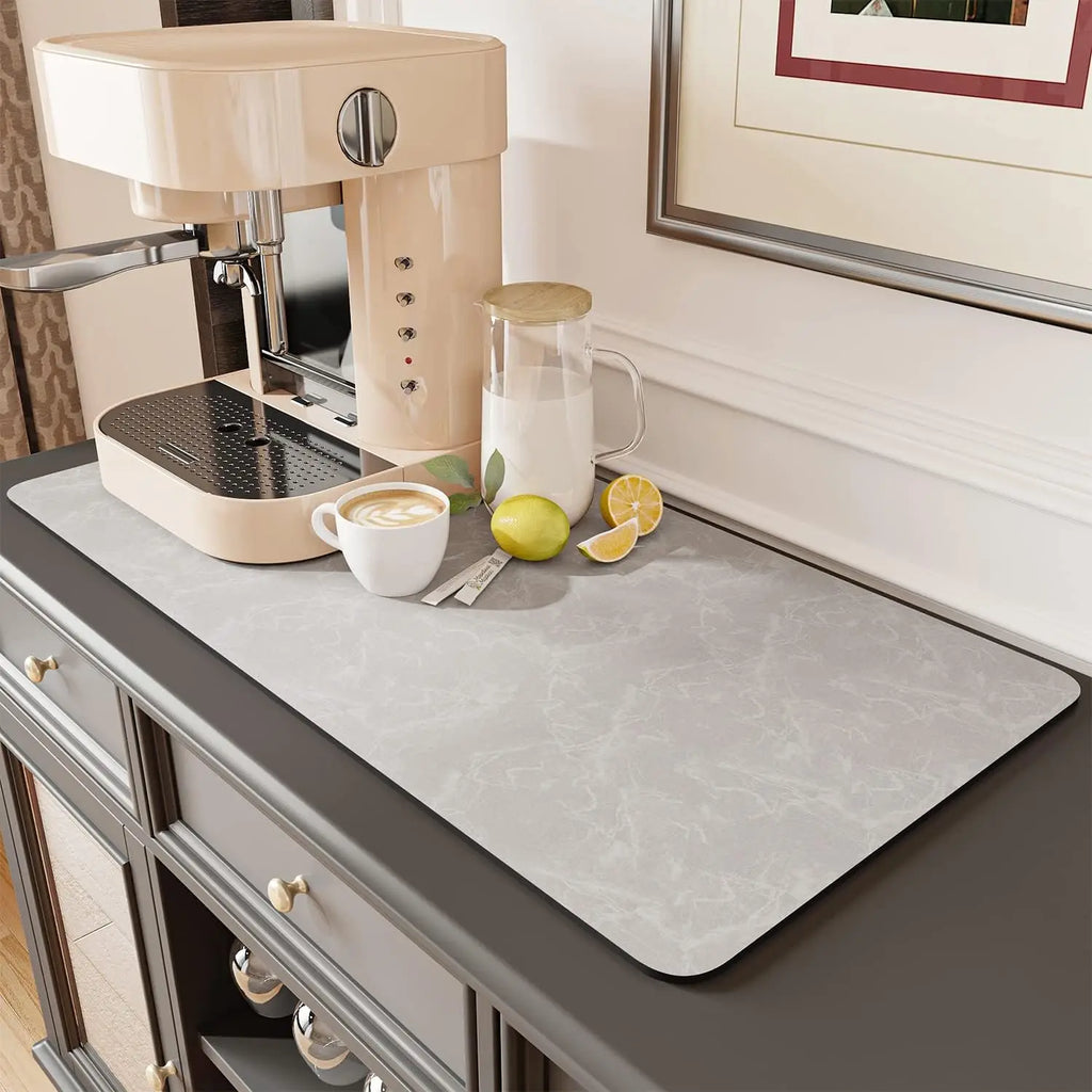 Coffee Machine Mat | Rubber Backing Water-Absorbent Dish Drying Pad & Kitchen Drainage Mat