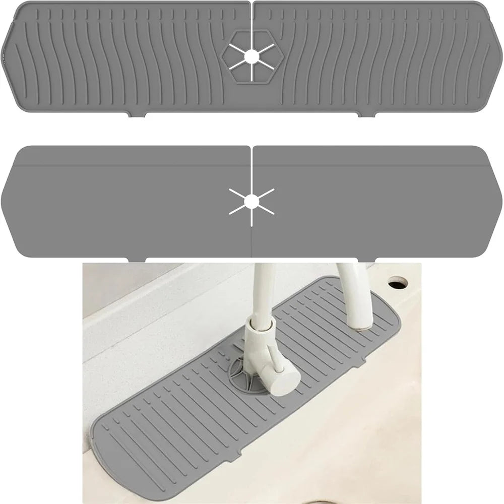 Silicone Sink Drain Mat | Kitchen Faucet Splash Guard & Countertop Protector