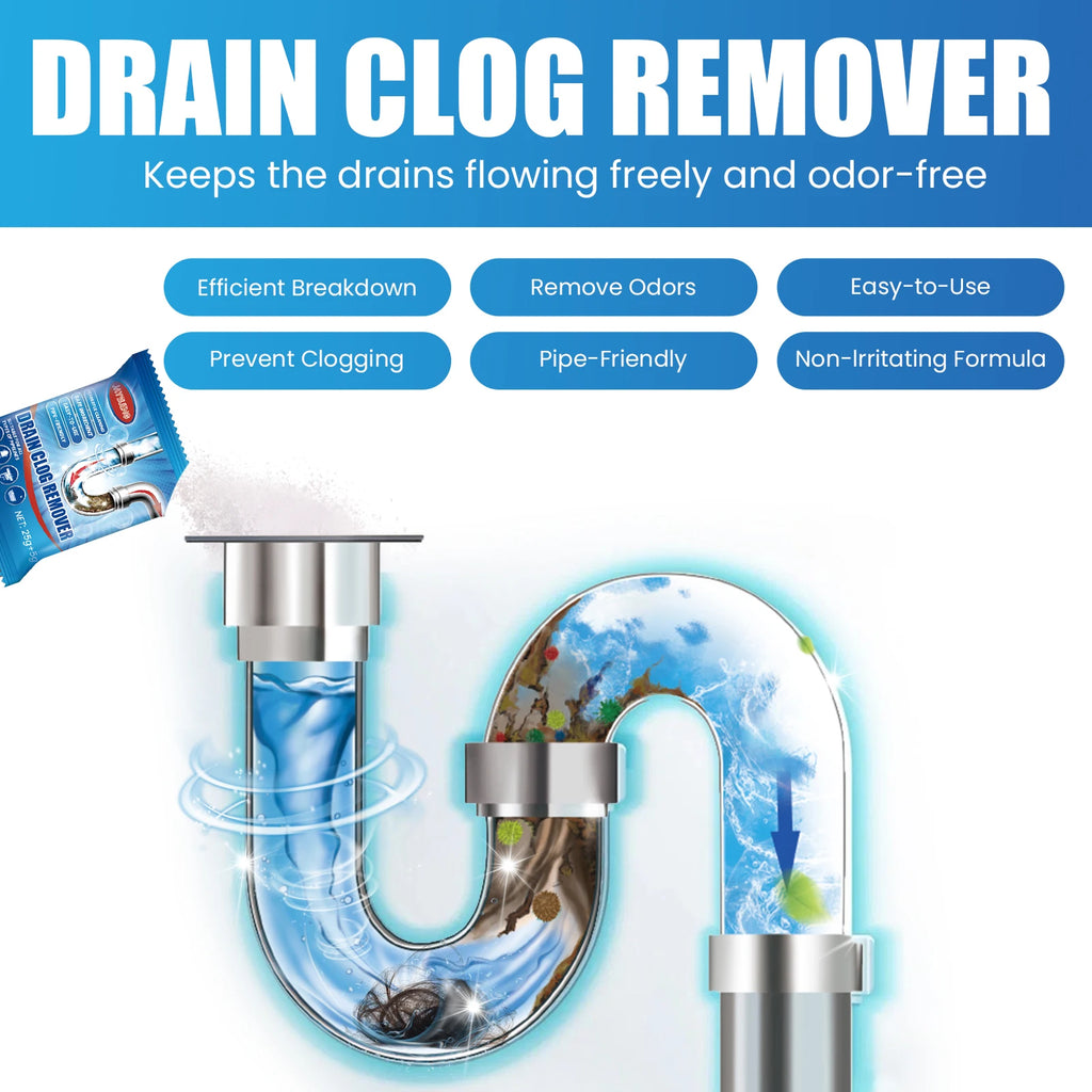 Fast Acting Drain Cleaner Powder | Hair & Grease Dissolver & Odor Eliminator