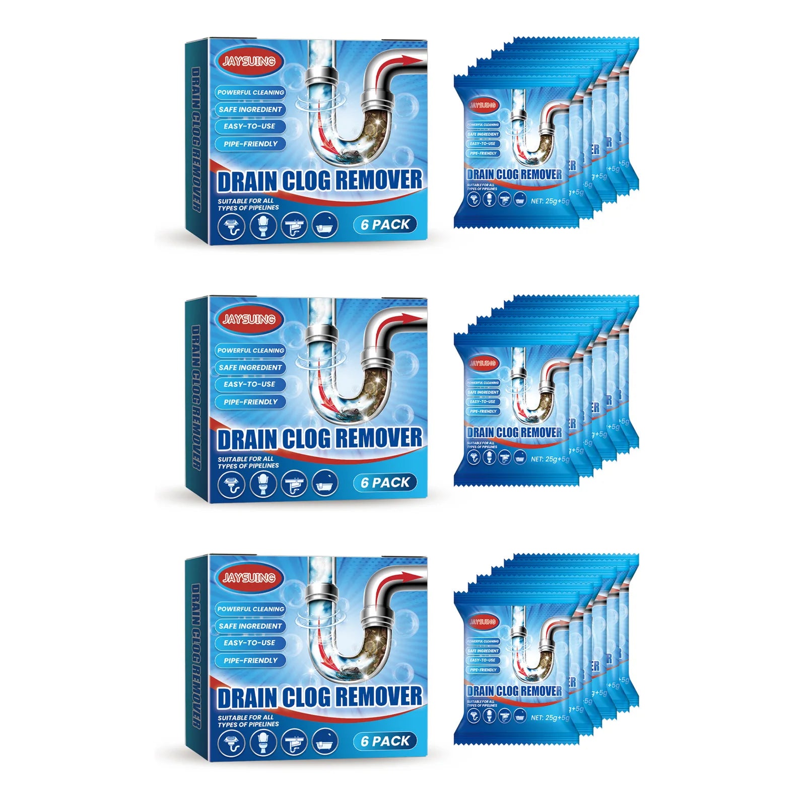 Fast Acting Drain Cleaner Powder | Hair & Grease Dissolver & Odor Eliminator