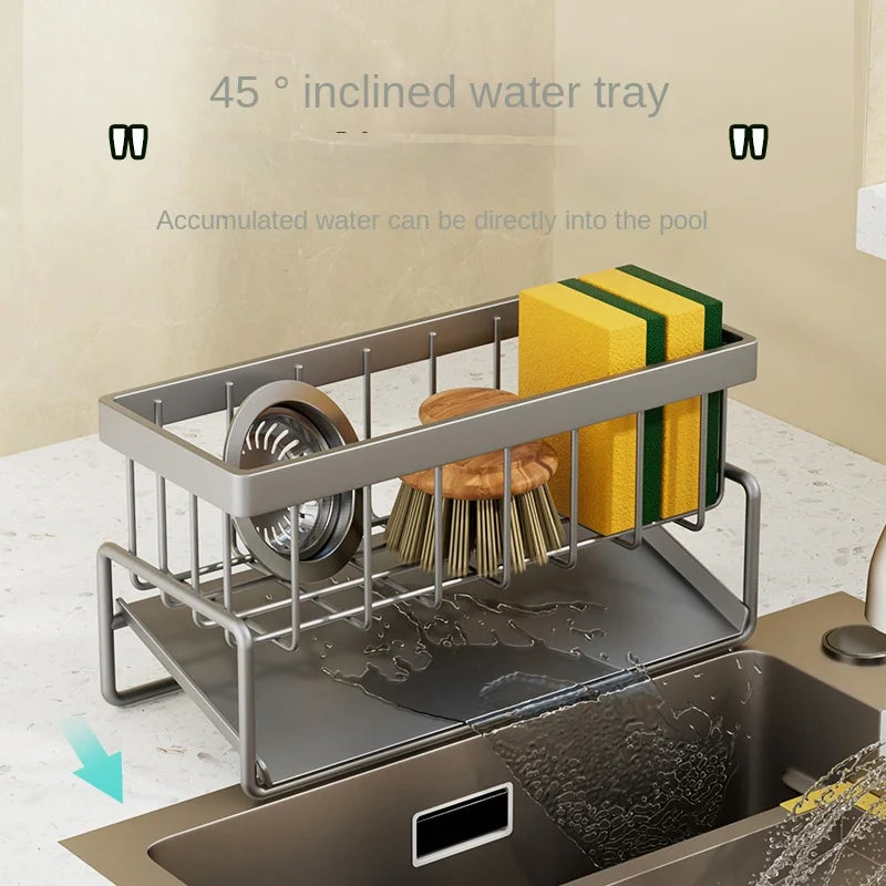 Kitchen Stainless Steel Sponge Drain Rack | Dishwashing Supplies & Dishcloth Storage