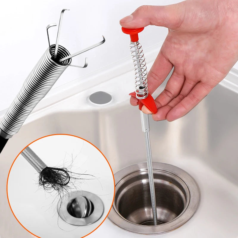 60cm Drain Snake | Spring Pipe Dredging Tool & Clog Remover for Kitchen & Bathroom
