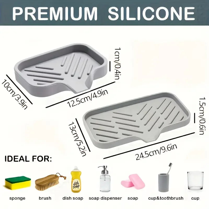 Silicone Faucet Mat & Sink Tray | Soap Dispenser Sponge Drain Pad