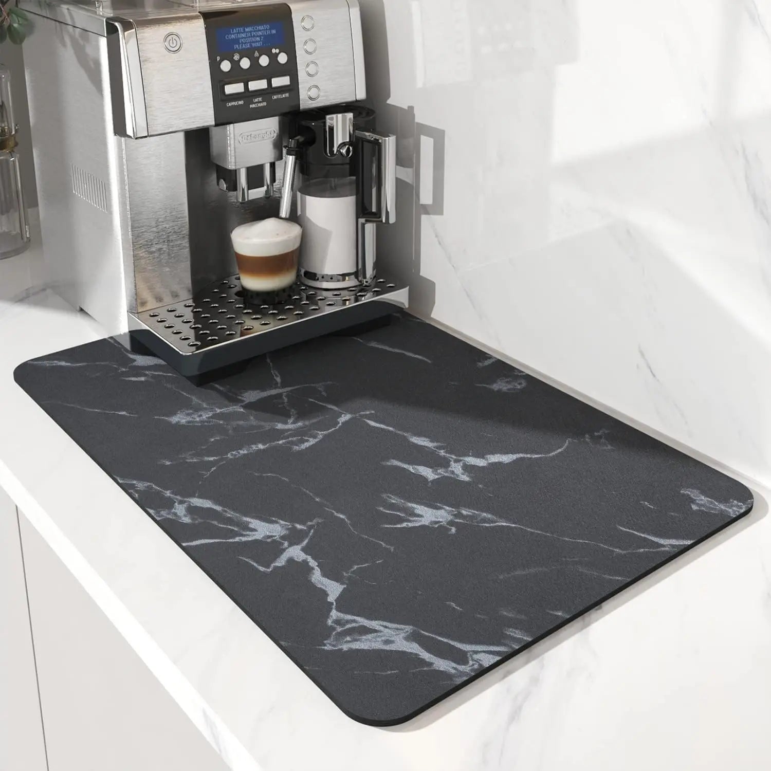 Coffee Machine Mat | Rubber Backing Water-Absorbent Dish Drying Pad & Kitchen Drainage Mat