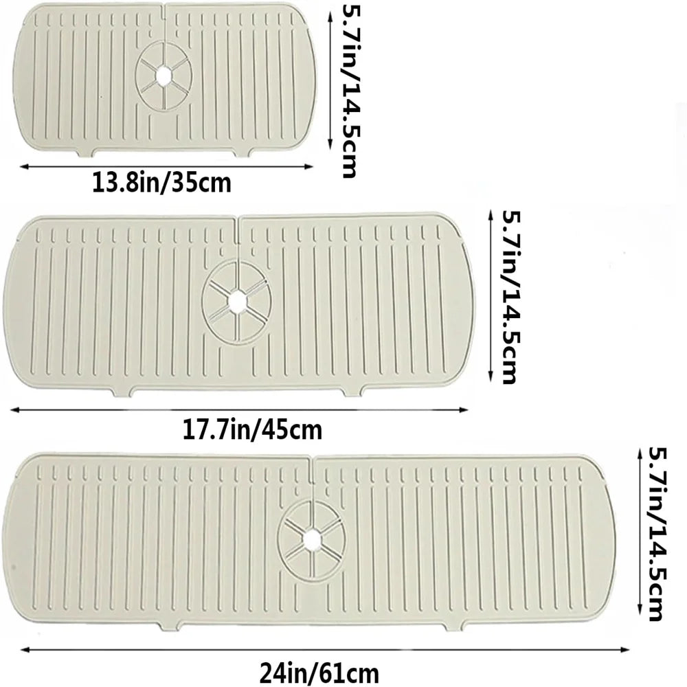 Silicone Sink Drain Mat | Kitchen Faucet Splash Guard & Countertop Protector