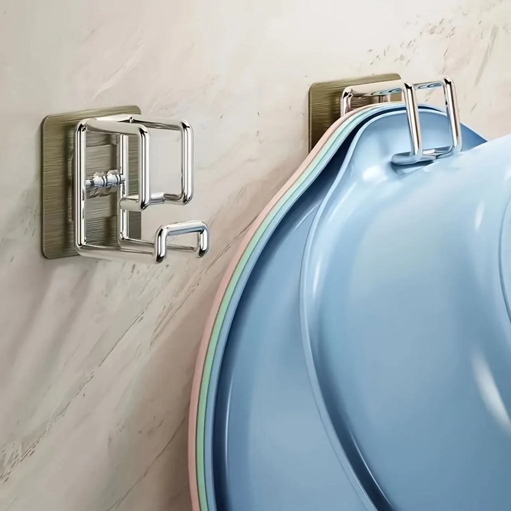 Stainless Steel Washbasin Hook | Punch-Free Kitchen & Bathroom Storage Rack