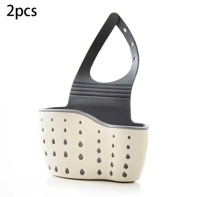 Sink Draining Hanging Basket | Adjustable Rubber Soap Sponge Shelf & Faucet Holder