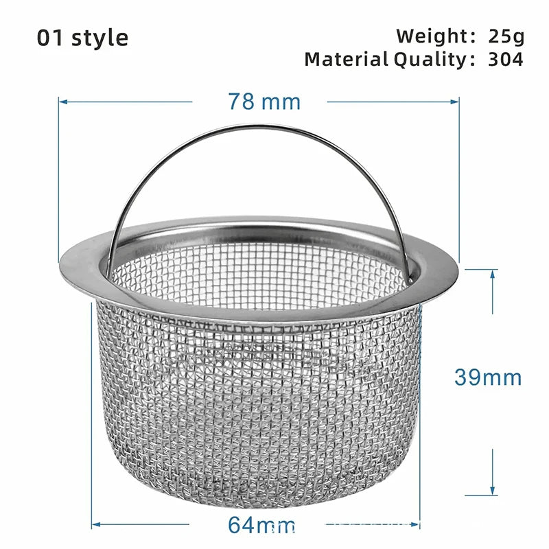 Stainless Steel Sink Strainer Filter | Kitchen & Bathroom Drain Hole Mesh Trap