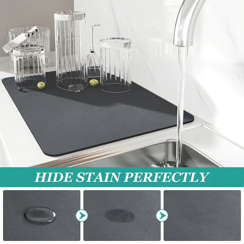 Super Antiskid Large Kitchen Draining Mat | Quick-Dry Absorbent Dish Drying Pad