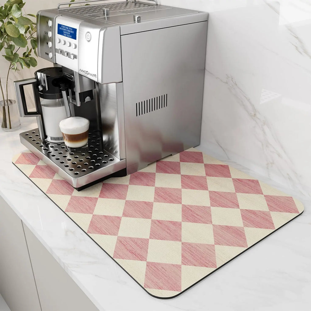 Coffee Machine Mat | Rubber Backing Water-Absorbent Dish Drying Pad & Kitchen Drainage Mat