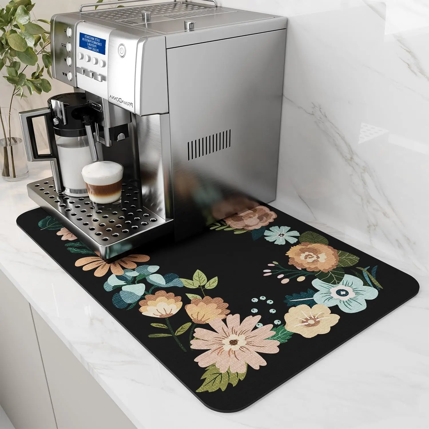 Coffee Machine Mat | Rubber Backing Water-Absorbent Dish Drying Pad & Kitchen Drainage Mat