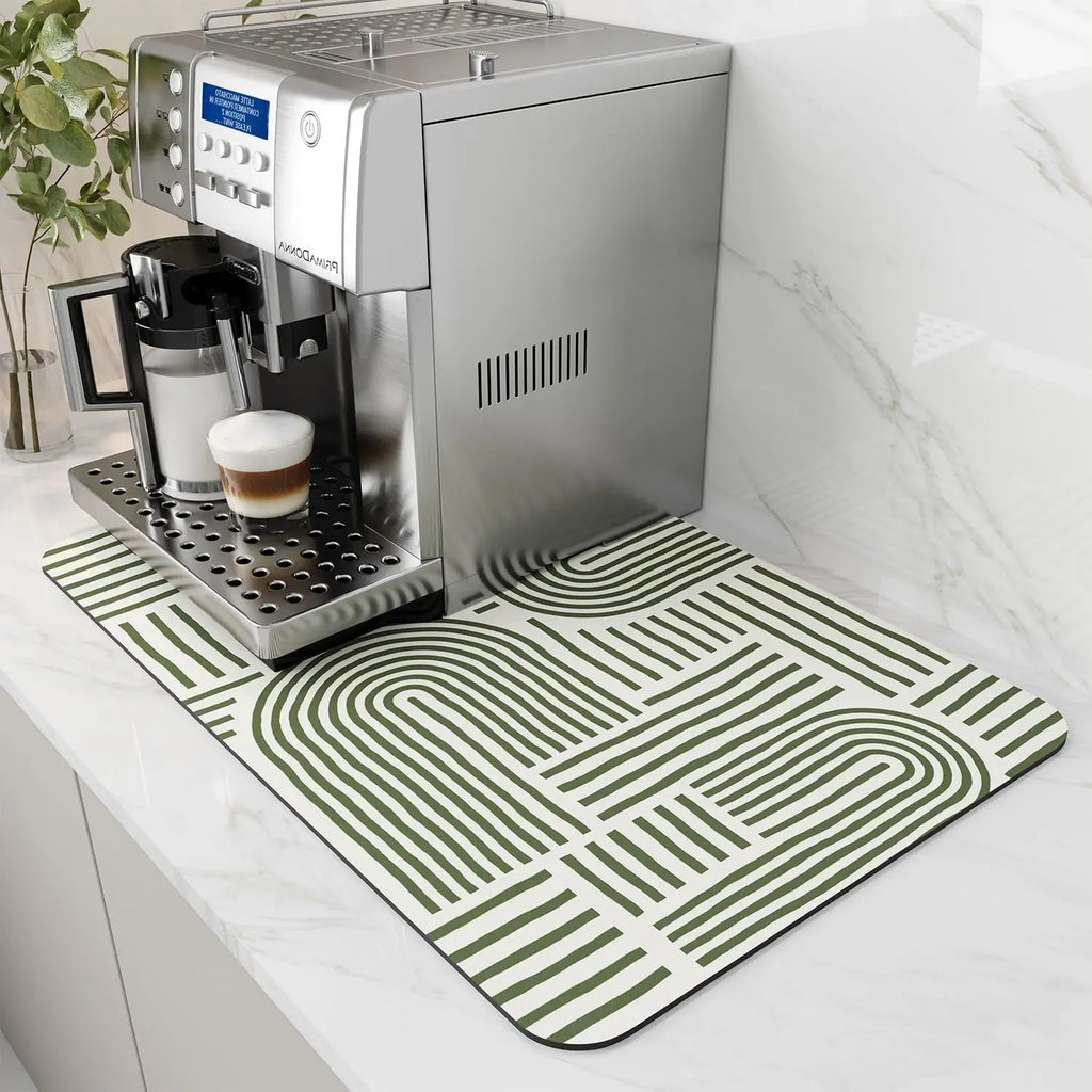 Coffee Machine Mat | Rubber Backing Water-Absorbent Dish Drying Pad & Kitchen Drainage Mat