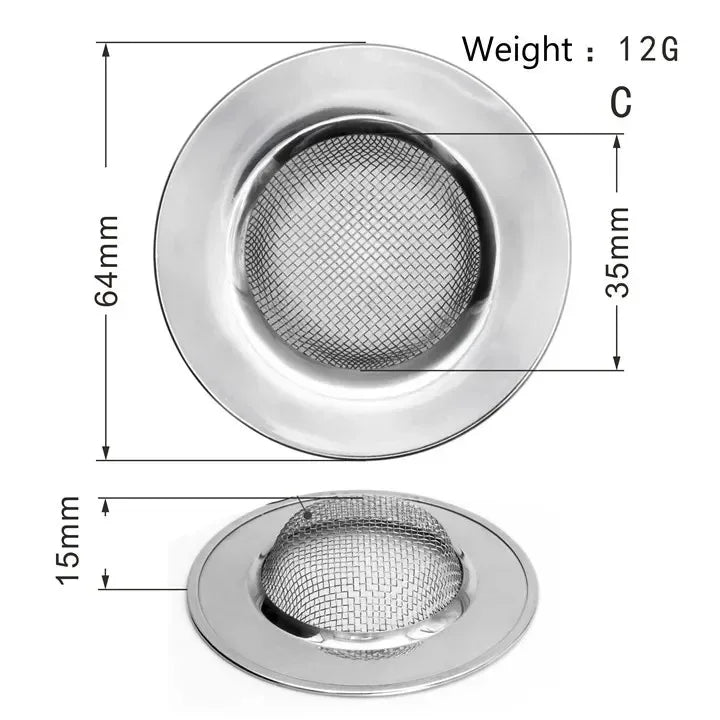 Stainless Steel Sink Strainer Filter | Kitchen & Bathroom Drain Hole Mesh Trap