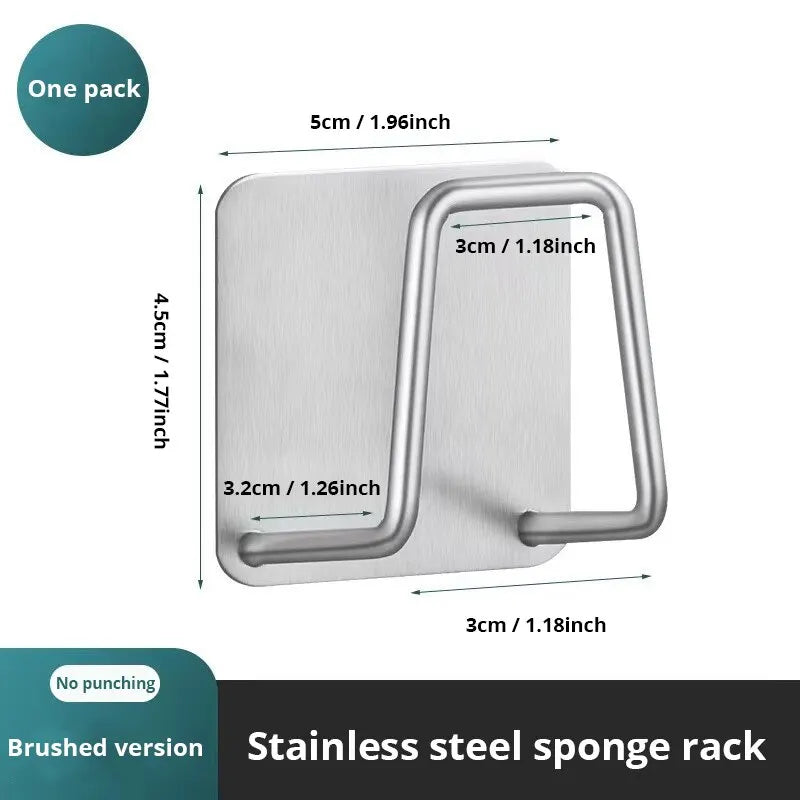 Stainless Steel Sink Sponge Rack | Inner Wall Drain Holder for Kitchen