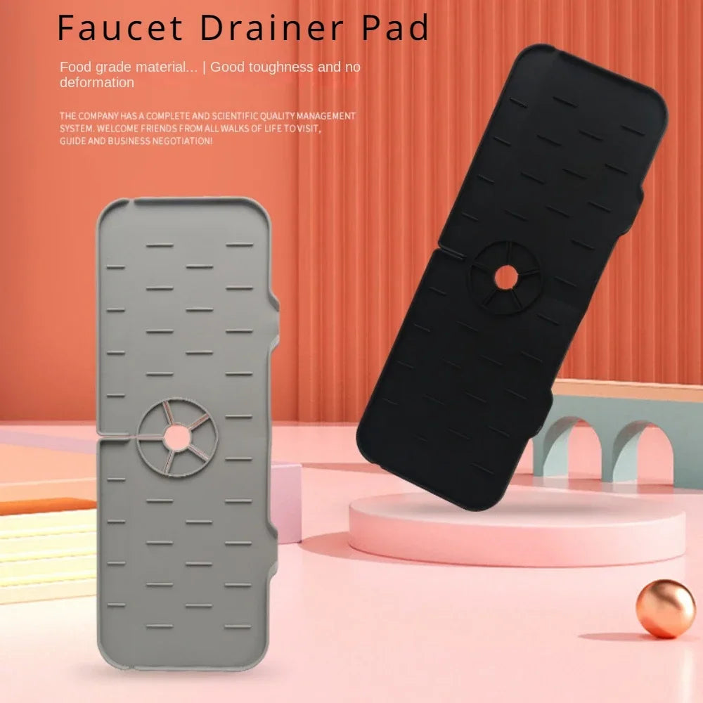 Silicone Kitchen Faucet Mat | Sink Splash Catcher & Countertop Drain Pad