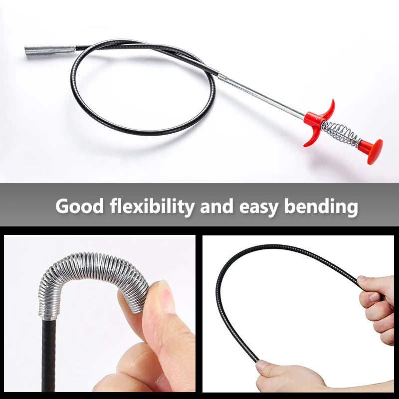 60cm Drain Snake | Spring Pipe Dredging Tool & Clog Remover for Kitchen & Bathroom