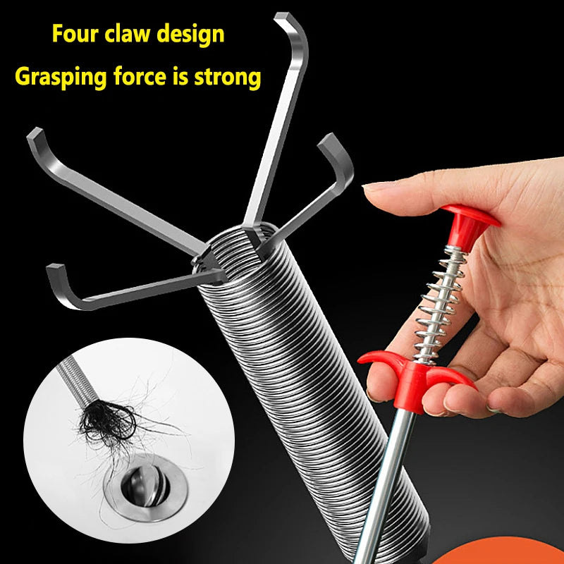 60cm Drain Snake | Spring Pipe Dredging Tool & Clog Remover for Kitchen & Bathroom