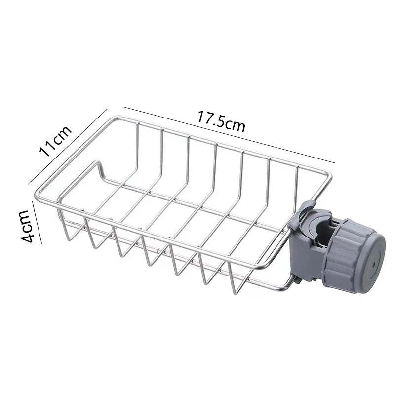 Kitchen Sink Drain Rack | Sponge Storage, Faucet Holder & Soap Drainer Organizer