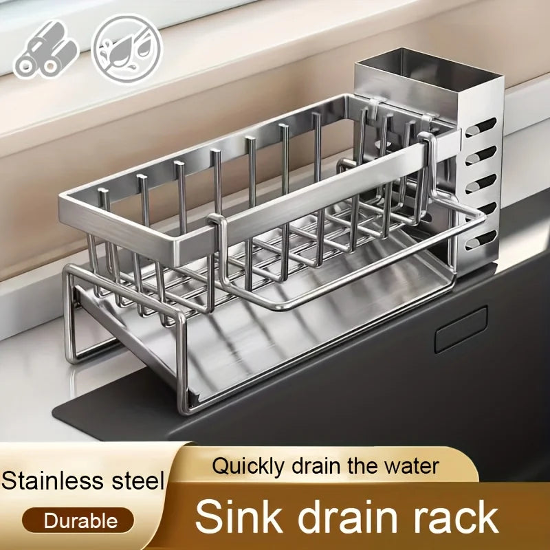 Sink Cleaning Tools Storage Rack | Stainless Steel Drain Rack for Sponge & Rag