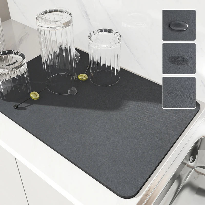 Super Absorbent Large Kitchen Mat | Anti-Slip Dish Drying & Drain Pad for Tableware