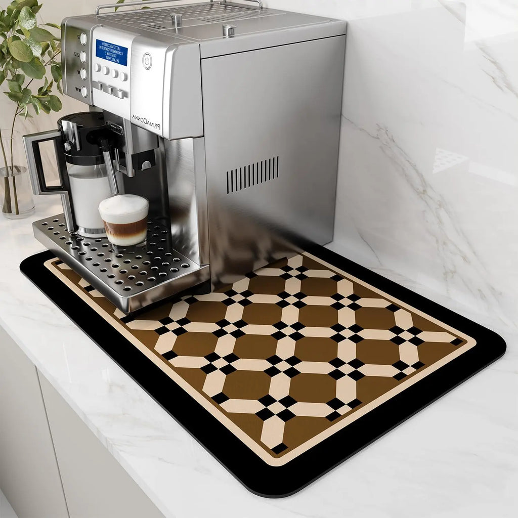 Coffee Machine Mat | Rubber Backing Water-Absorbent Dish Drying Pad & Kitchen Drainage Mat