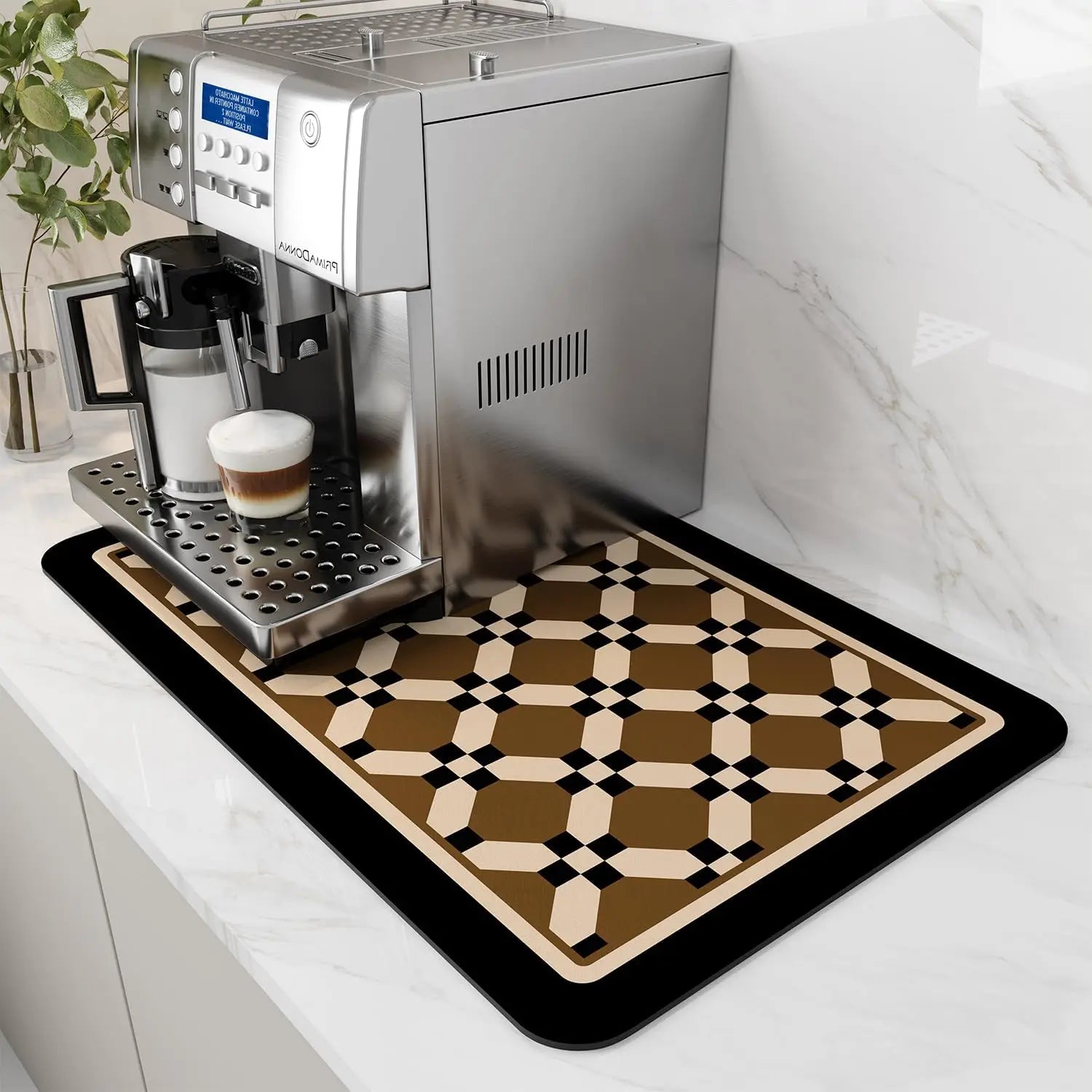 Coffee Machine Mat | Rubber Backing Water-Absorbent Dish Drying Pad & Kitchen Drainage Mat