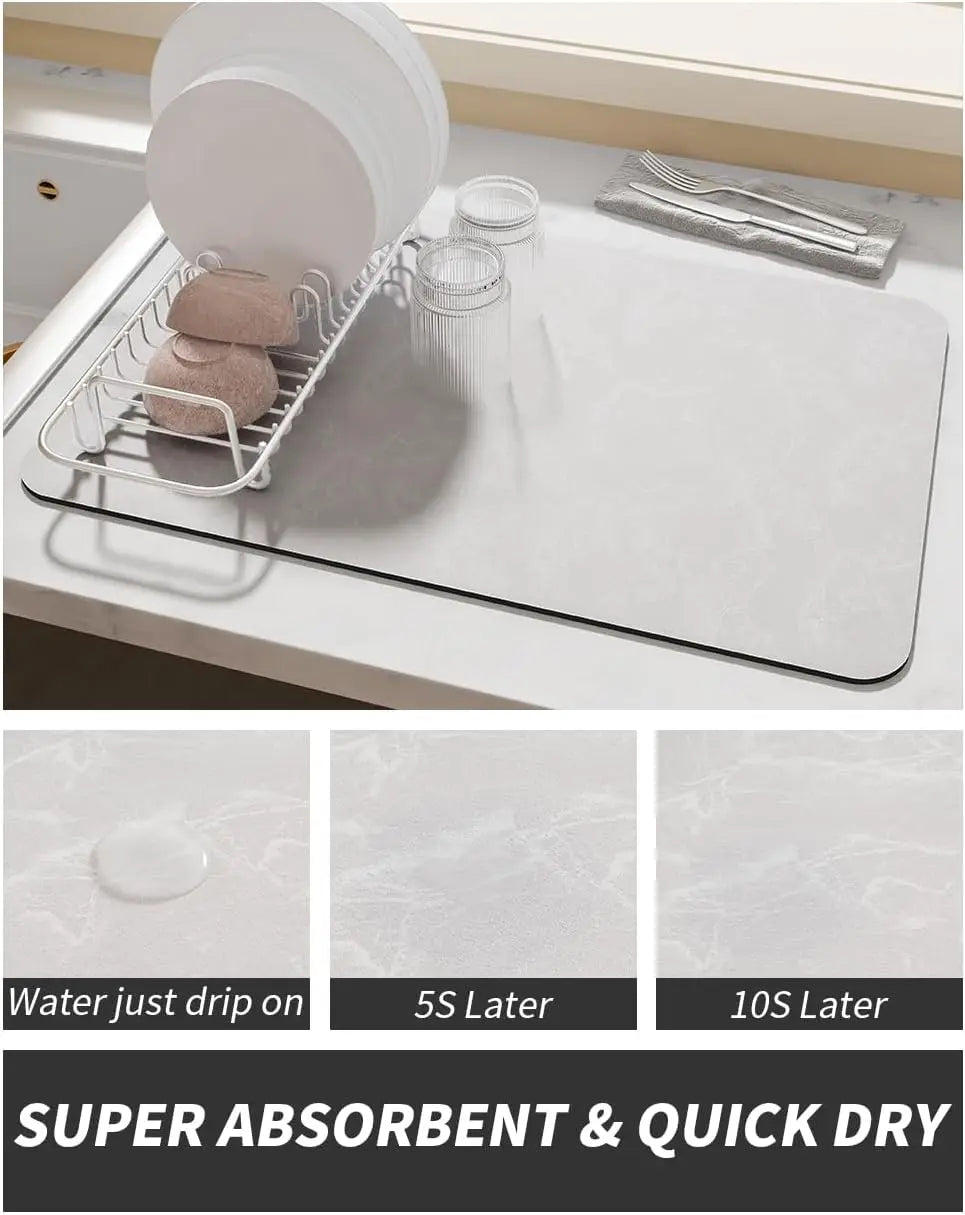 Coffee Machine Mat | Rubber Backing Water-Absorbent Dish Drying Pad & Kitchen Drainage Mat