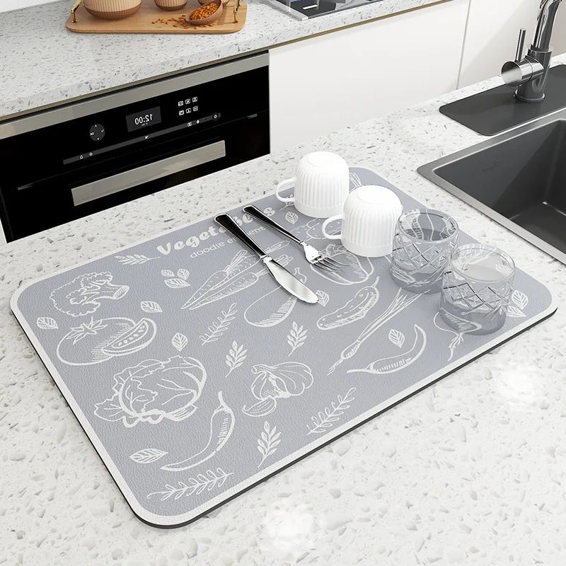 Super Absorbent Large Kitchen Mat | Anti-Slip Dish Drying & Drain Pad for Tableware