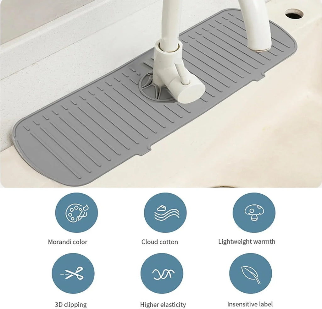 Silicone Kitchen Sink Splash Guard Mat | Faucet Pad & Countertop Protector