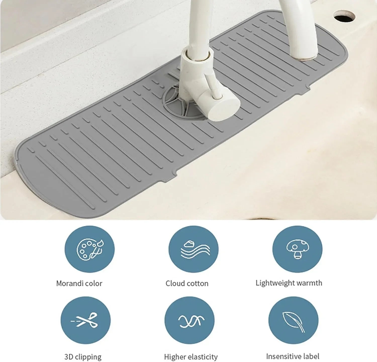Silicone Kitchen Sink Splash Guard Mat | Faucet Pad & Countertop Protector