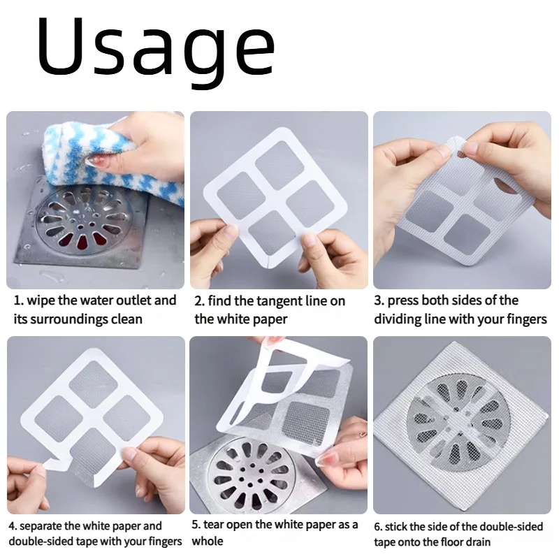 Floor Drain Sticker Hair Filter Net | Insect-Proof Self-Adhesive Sewer Mesh