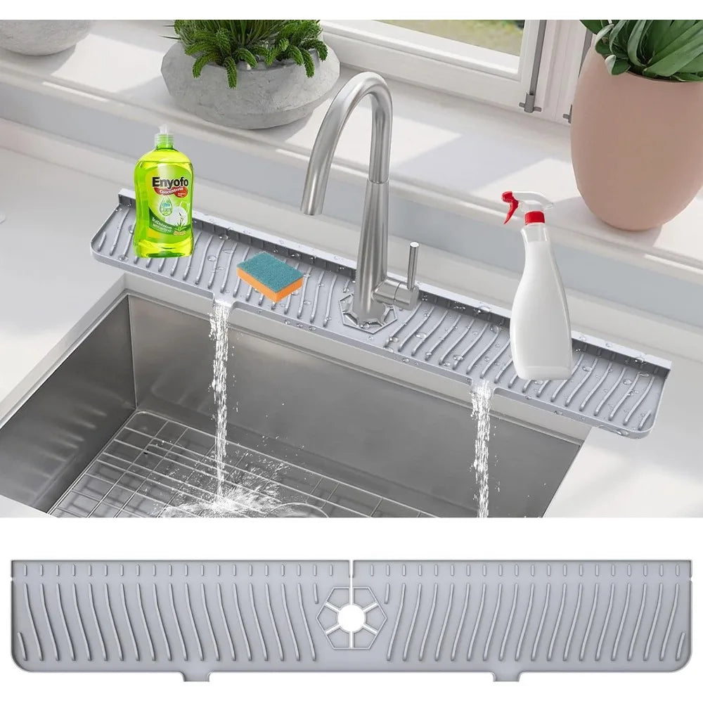 Silicone Faucet Water Catcher Mat | Anti-Slip Sink Splash Guard & Drain Pad for Kitchen