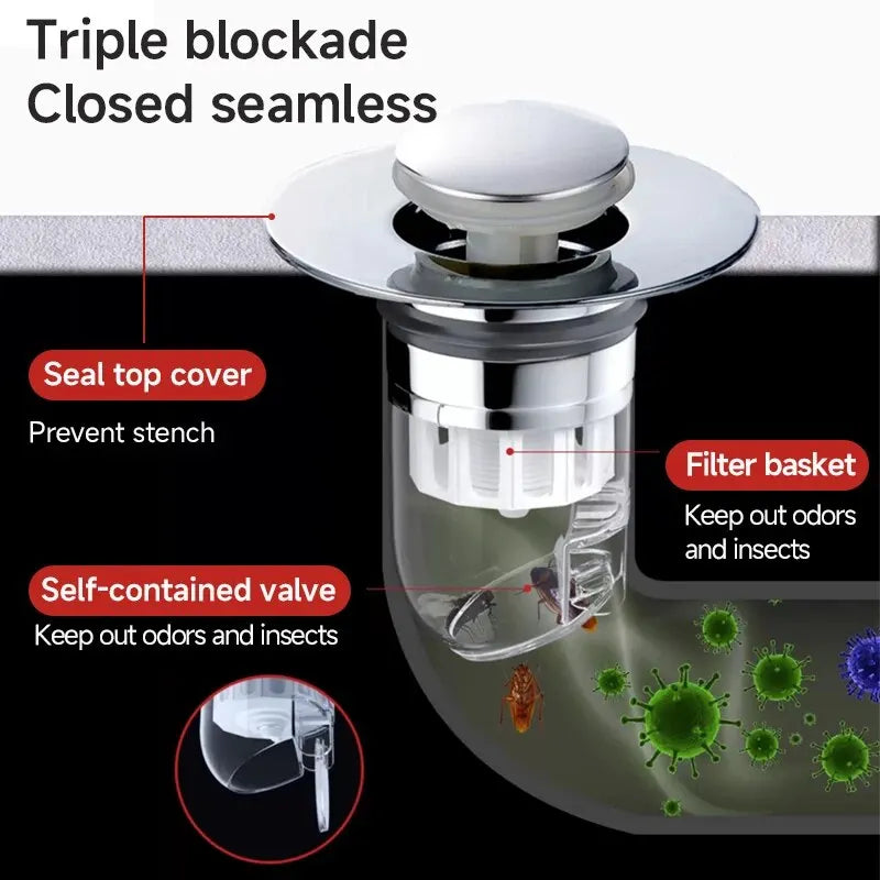 Universal Basin Pop-Up Drain Filter | Hair Catcher Sink Strainer & Shower Plug
