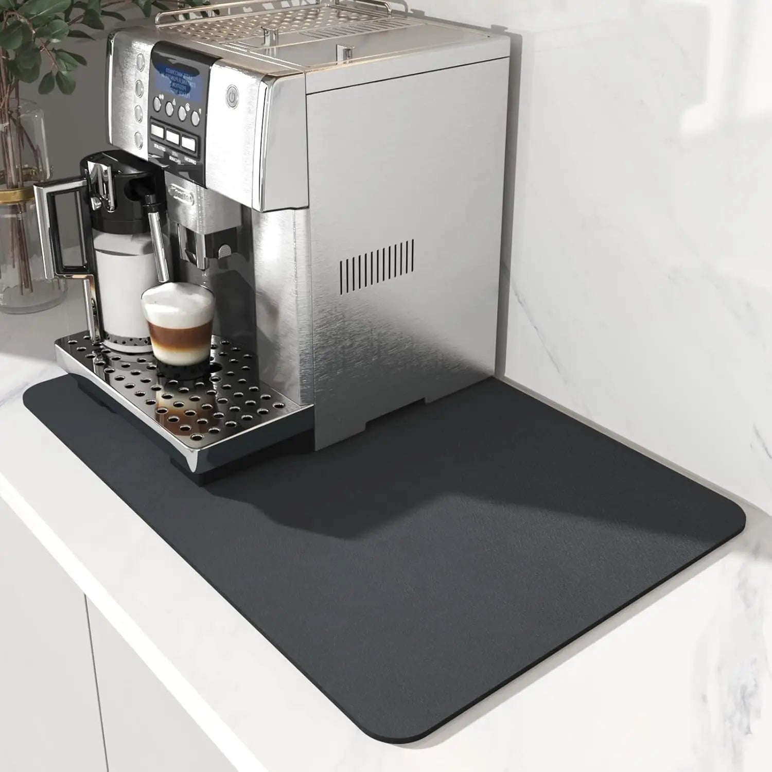 Coffee Machine Mat | Rubber Backing Water-Absorbent Dish Drying Pad & Kitchen Drainage Mat