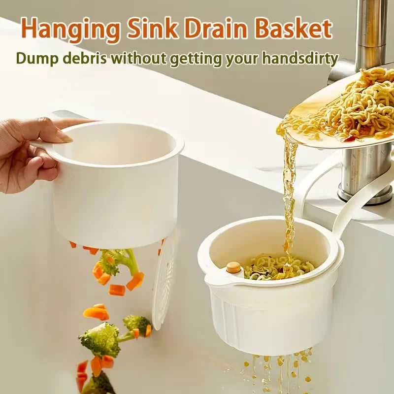 Press-Type Drain Basket | Food Strainer & Sink Organizer for Kitchen & Bathroom