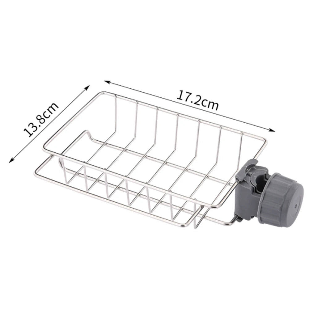 Kitchen Sink Drain Rack | Sponge Storage, Faucet Holder & Soap Drainer Organizer