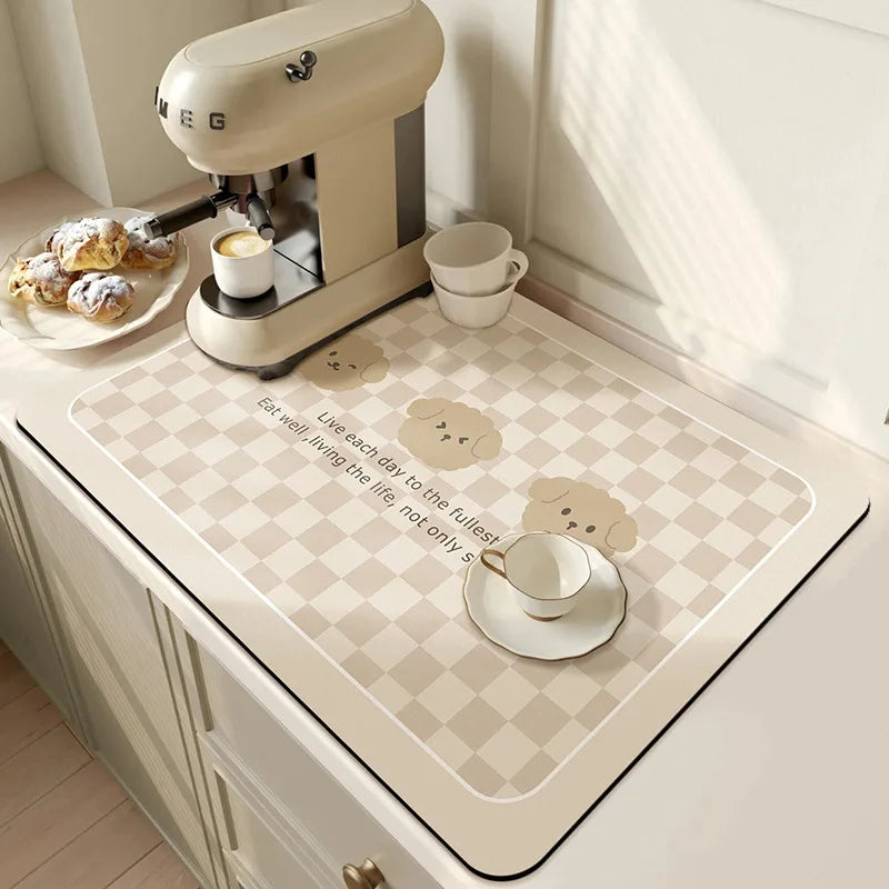 Super Antiskid Large Kitchen Draining Mat | Quick-Dry Absorbent Dish Drying Pad