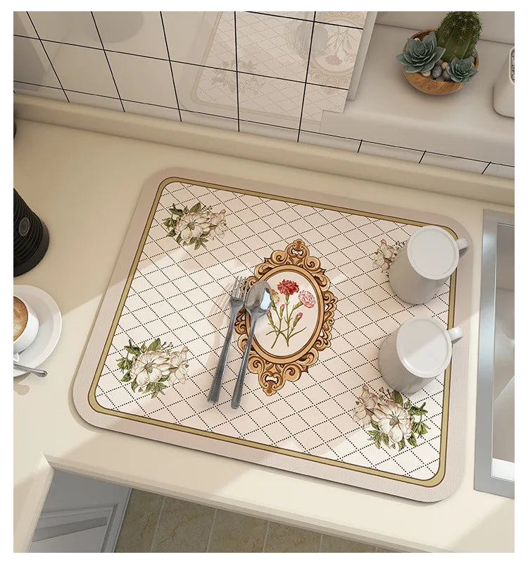 Super Antiskid Large Kitchen Draining Mat | Quick-Dry Absorbent Dish Drying Pad