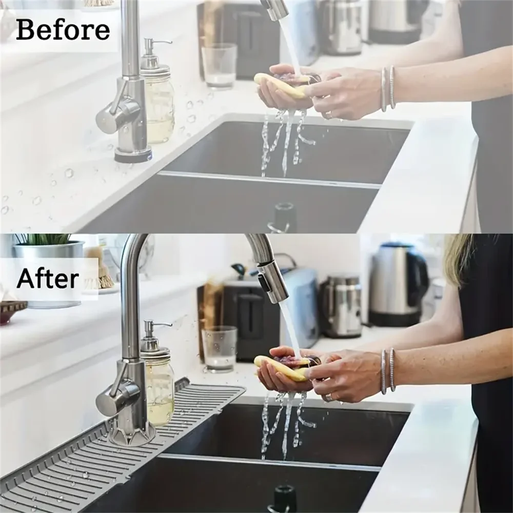 Silicone Sink Drain Mat | Kitchen Faucet Splash Guard & Countertop Protector