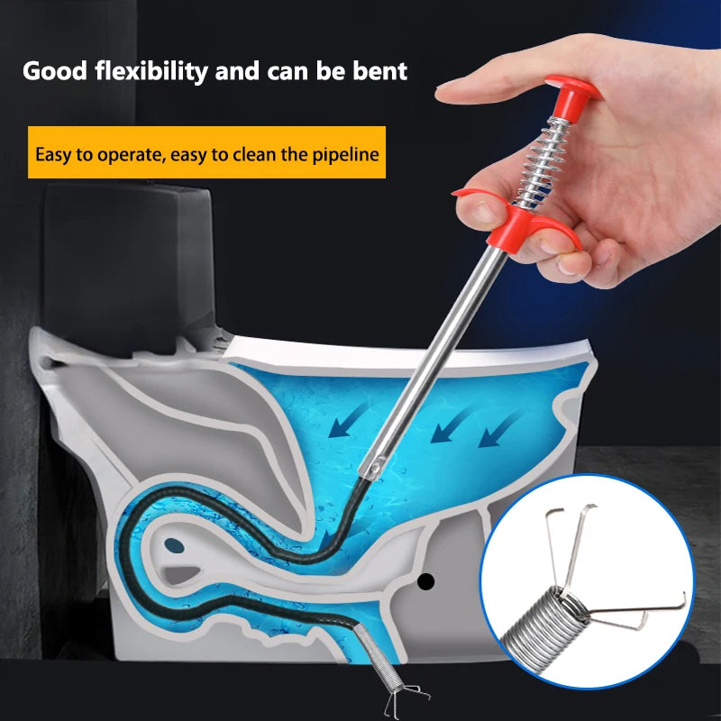 60cm Drain Snake | Spring Pipe Dredging Tool & Clog Remover for Kitchen & Bathroom