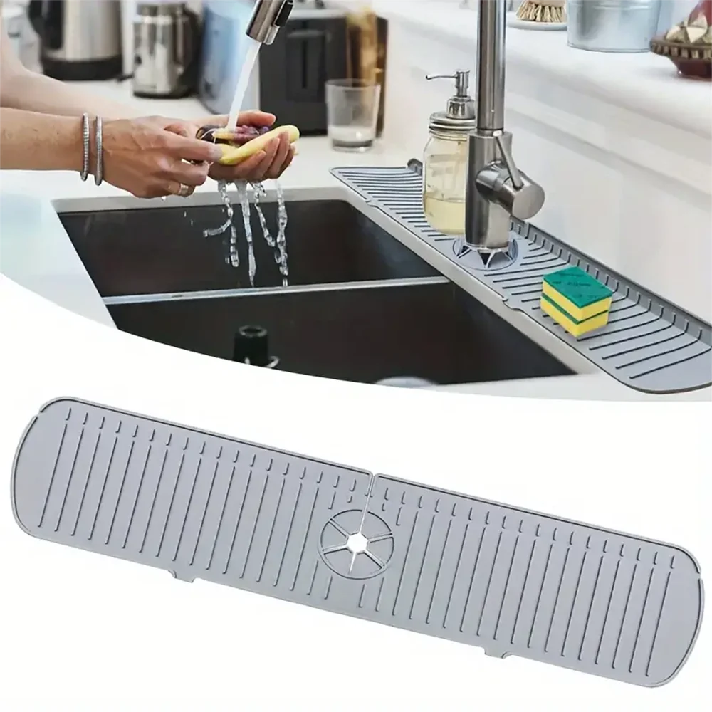 Silicone Faucet Water Catcher Mat | Anti-Slip Sink Drain & Splash Guard Pad