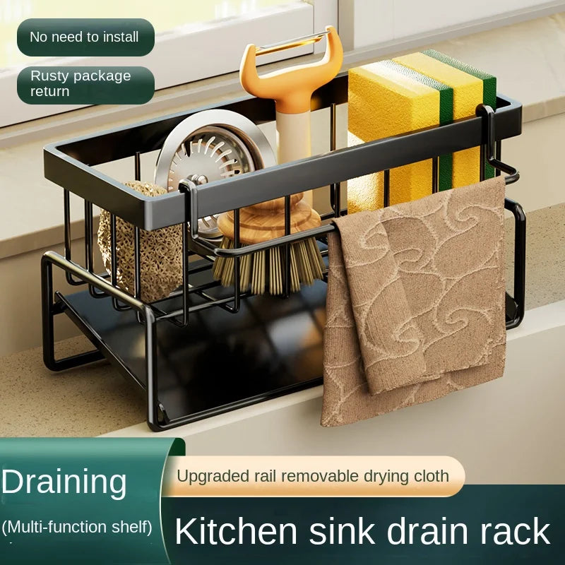 Kitchen Stainless Steel Sponge Drain Rack | Dishwashing Supplies & Dishcloth Storage