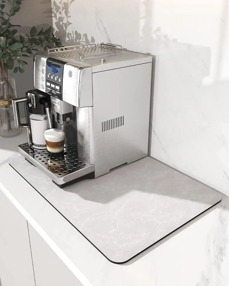 Coffee Machine Mat | Rubber Backing Water-Absorbent Dish Drying Pad & Kitchen Drainage Mat
