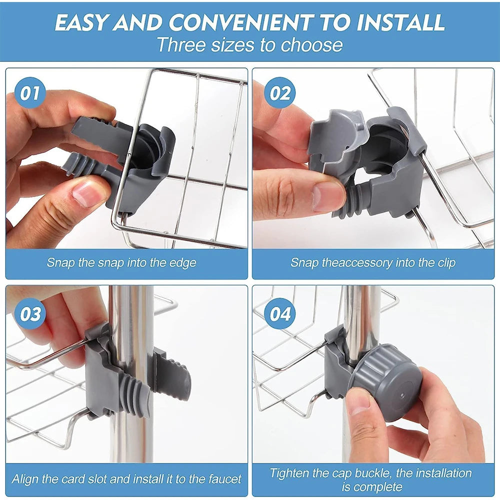 Kitchen Sink Drain Rack | Sponge Storage, Faucet Holder & Soap Drainer Organizer
