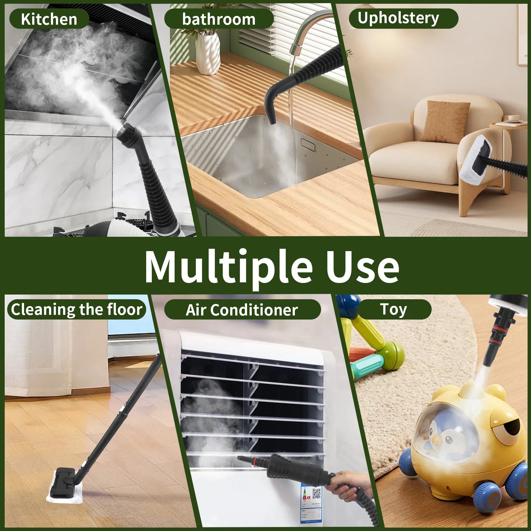 Multifunctional 2-in-1 Steam Cleaner | High-Temperature Sanitizing for Kitchen & Bathroom