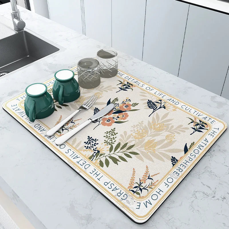Super Antiskid Large Kitchen Draining Mat | Quick-Dry Absorbent Dish Drying Pad