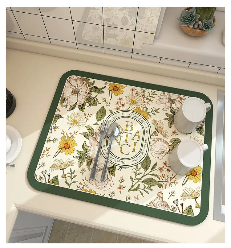 Super Absorbent Large Kitchen Mat | Anti-Slip Dish Drying & Drain Pad for Tableware