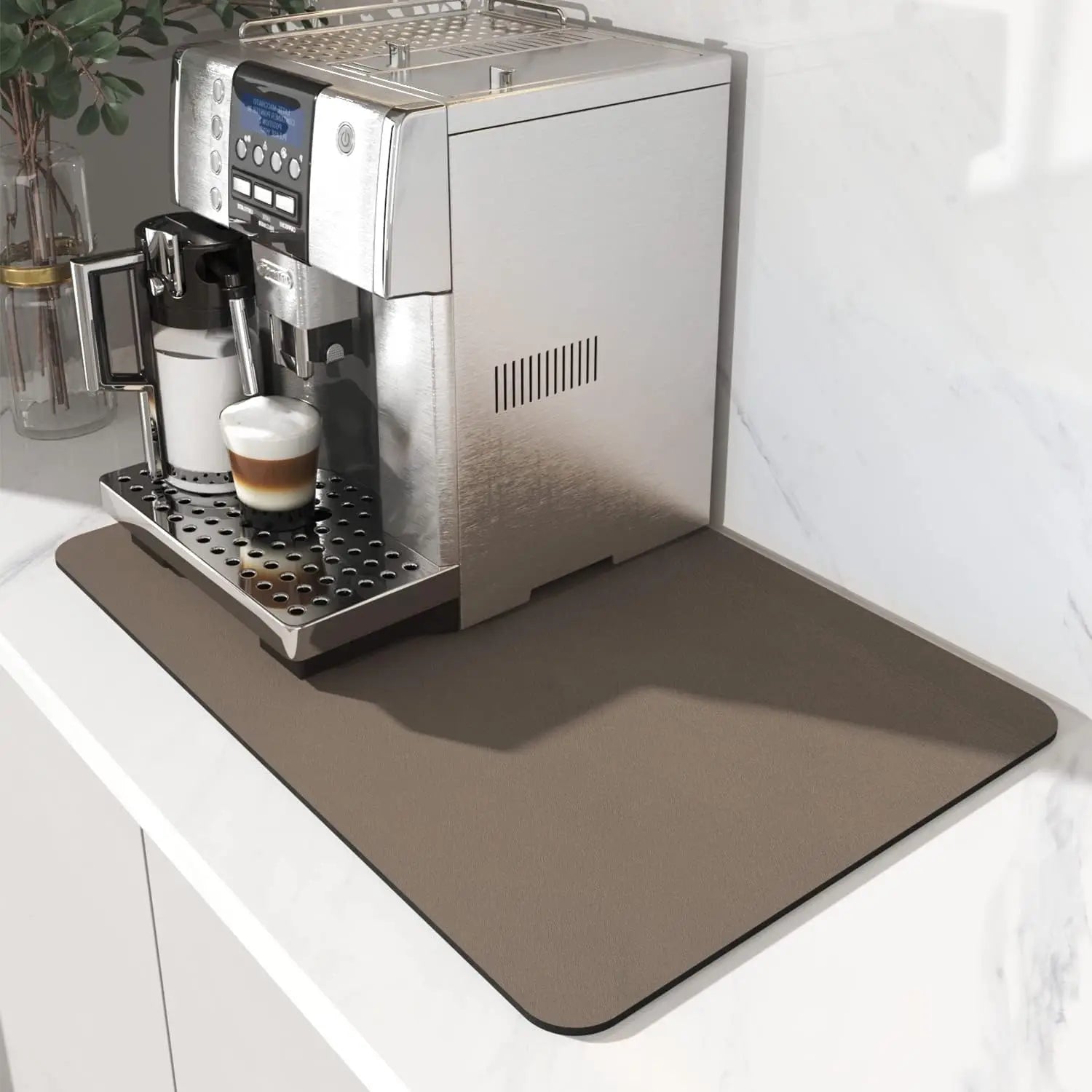 Coffee Machine Mat | Rubber Backing Water-Absorbent Dish Drying Pad & Kitchen Drainage Mat