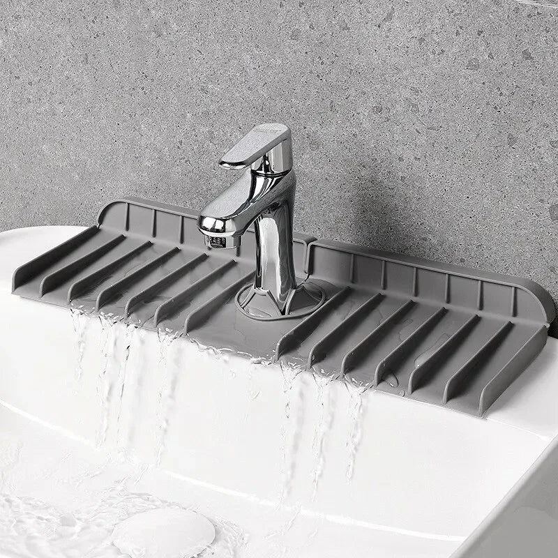 Silicone Faucet Mat | Dish Soap Sponge Holder & Sink Splash Guard Drain Pad