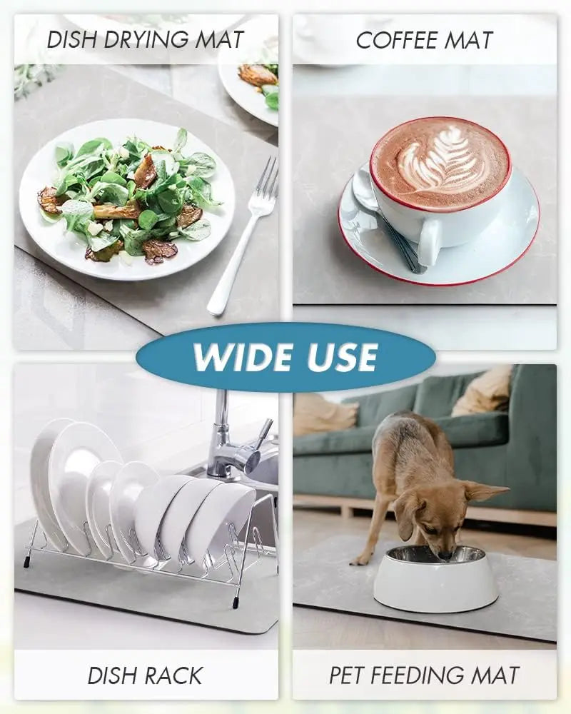 Coffee Machine Mat | Rubber Backing Water-Absorbent Dish Drying Pad & Kitchen Drainage Mat